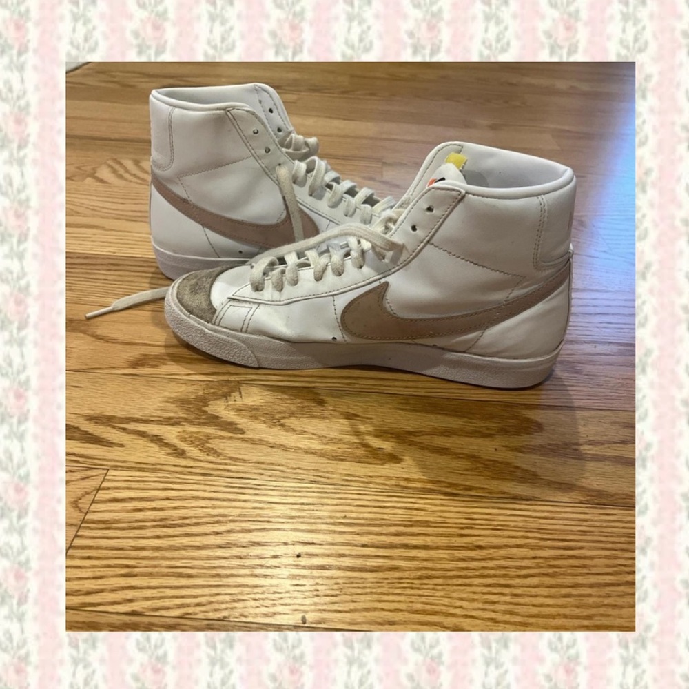 Nike Classic White and Pink High-Top Blazers